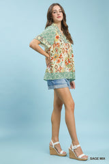 "Goldie" Mixed Print Blouse