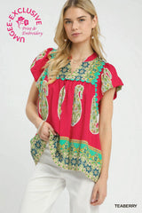 "Krissy" Paisley Print Top - The Katie Grace Boutique