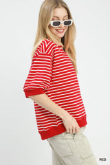 "Starr" Striped Pullover - The Katie Grace Boutique