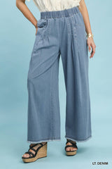 "Audrey" Washed Denim Pants - The Katie Grace Boutique