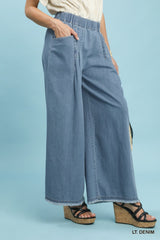 "Audrey" Washed Denim Pants - The Katie Grace Boutique