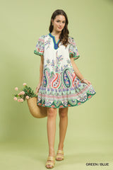 "Camille" Paisley Flutter Dress