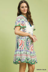"Camille" Paisley Flutter Dress