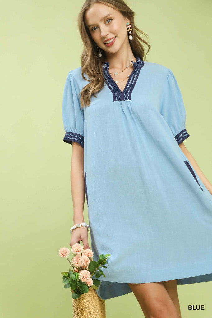 "Skylar" Linen Blend Dress - The Katie Grace Boutique