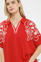 "Adelaide" Linen Blend Blouse - The Katie Grace Boutique