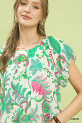 "Talita" Tropic Paisley Top - The Katie Grace Boutique
