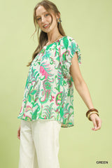 "Talita" Tropic Paisley Top - The Katie Grace Boutique