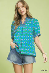 "Becca" Printed Blouse - The Katie Grace Boutique