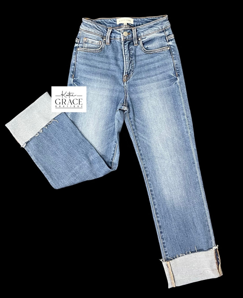 "Jesse" Straight Leg Jeans with Tummy Control - The Katie Grace Boutique