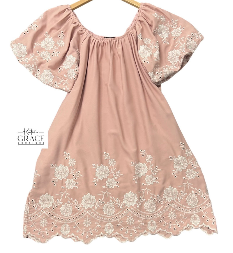 "Erin" Embroidered Dress, 2 colors - The Katie Grace Boutique