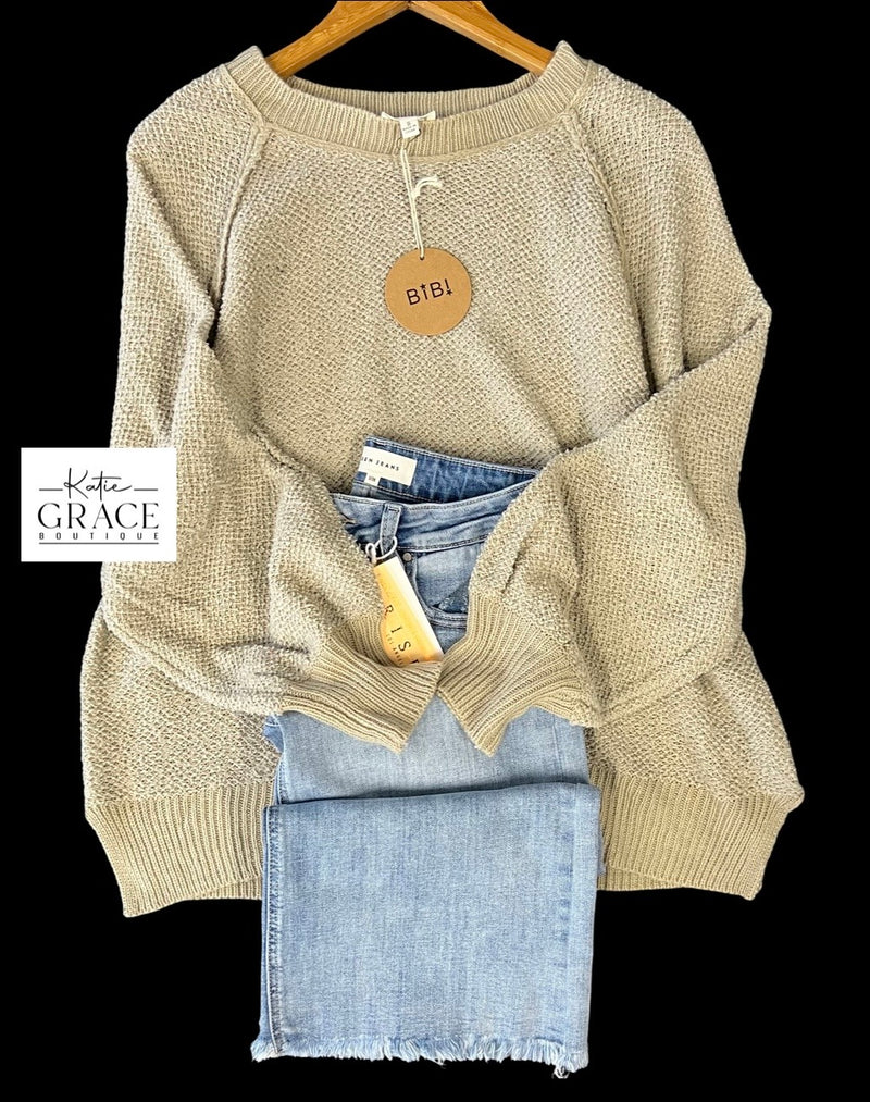 "Hazel" Textured Loop Sweater - The Katie Grace Boutique