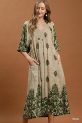 "Annie" Midi Dress, Green