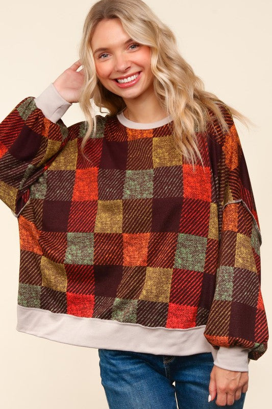 "Aubrey" Plaid Knit Pullover - The Katie Grace Boutique