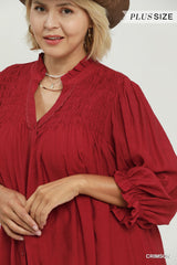 "Phoebe" Smocked Detail Blouse,  Plus