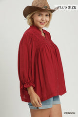 "Phoebe" Smocked Detail Blouse,  Plus