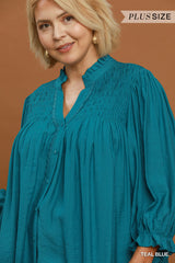 "Kate" Smocked Detail Blouse, PLUS