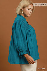 "Kate" Smocked Detail Blouse, PLUS