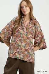 "Bethany" Leaf Motif Blouse