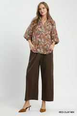 "Bethany" Leaf Motif Blouse