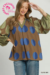 "Olivia" Polka Blouse - The Katie Grace Boutique