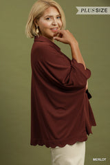 "Miley" Scalloped Blouse, Plus
