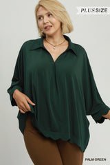 "Haley" Scalloped Hew Blouse, Plus