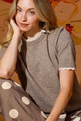 "Andrea" Short Sleeve Sweater