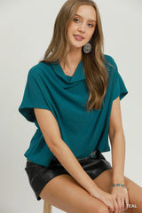 "Charlotte" Draped Mock Neck, 2 colors - The Katie Grace Boutique