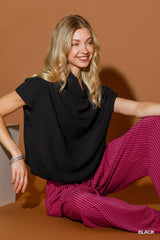 "Charlotte" Draped Mock Neck, 2 colors - The Katie Grace Boutique