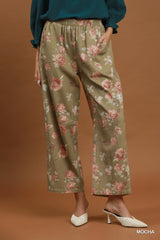 "Sara" Floral Jeans, Mocha - The Katie Grace Boutique