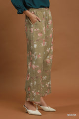 "Sara" Floral Jeans, Mocha - The Katie Grace Boutique