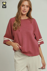 "Macy" Luxe Knit Top with Stripe