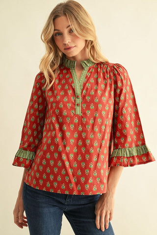 "Brit" 3/4 Sleeve Blouse