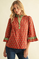 "Brit" 3/4 Sleeve Blouse