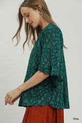 "Gina" Animal Design Blouse , 2 Colors