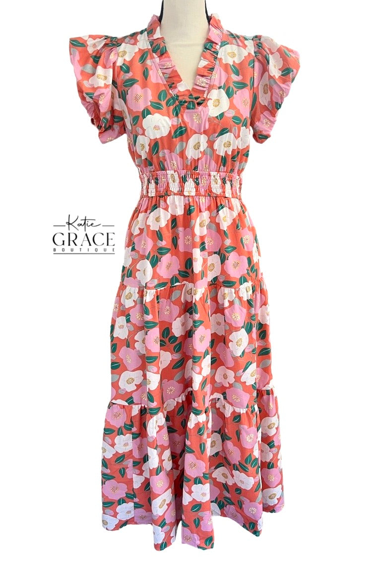 "Stella" Floral Midi Dress