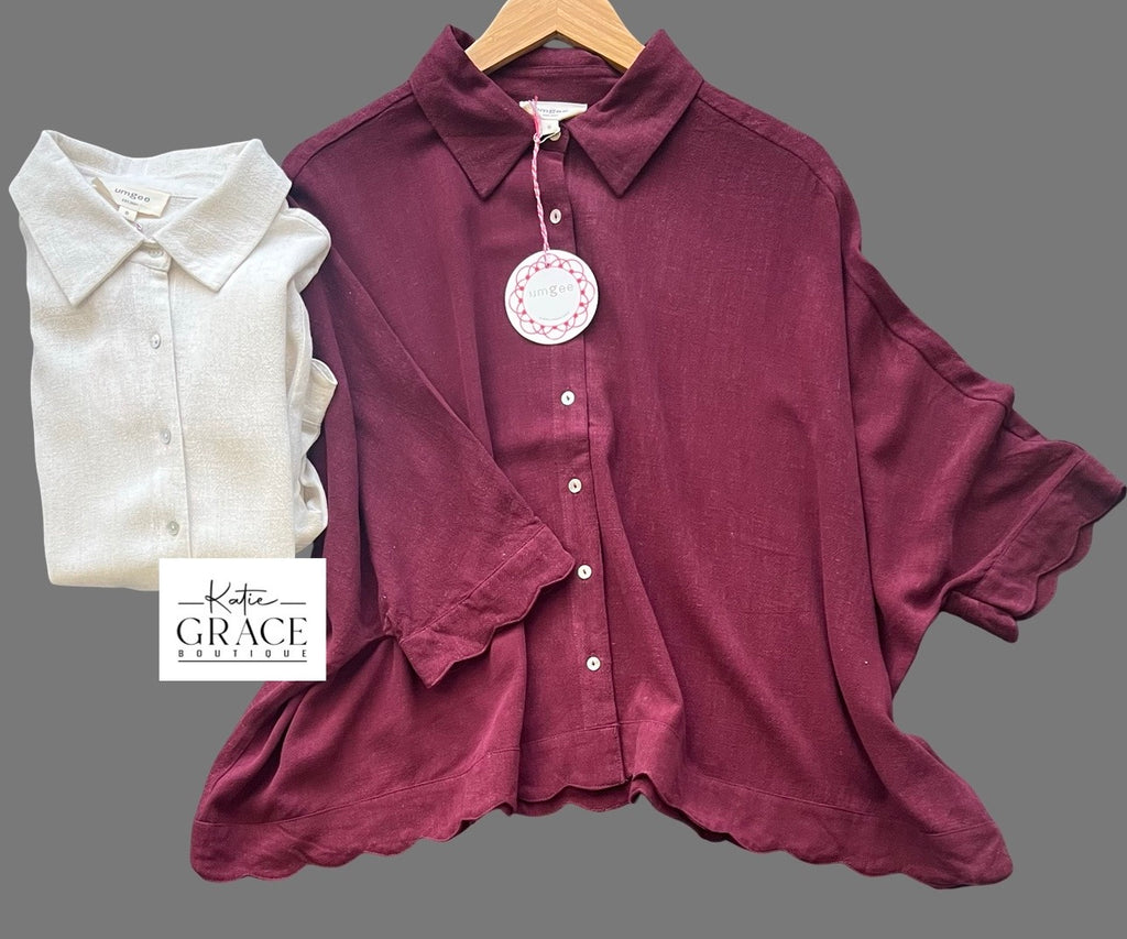 "Stacy" Scalloped Dolman Top, 2 colors - The Katie Grace Boutique