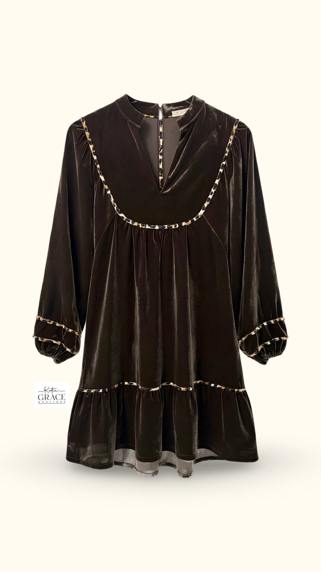 "Maci" Expresso Velvet Dress