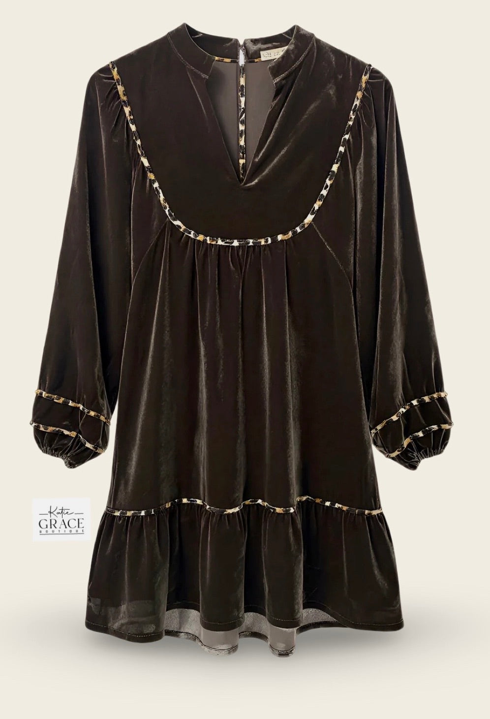 "Maci" Expresso Velvet Dress