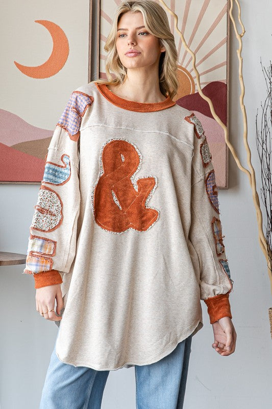 "Leona" Rock N' Roll Tunic, Oatmeal - The Katie Grace Boutique