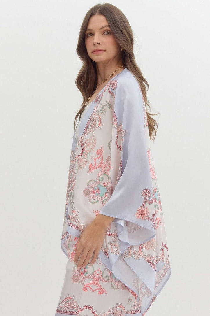 "Cassie" Scarf Print Kimono, 2 color - The Katie Grace Boutique