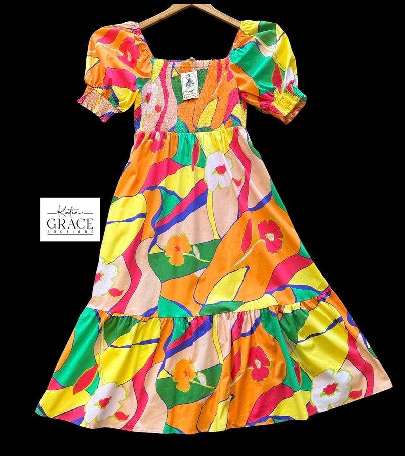 New Color! "Mia" Smocked Midi Dress