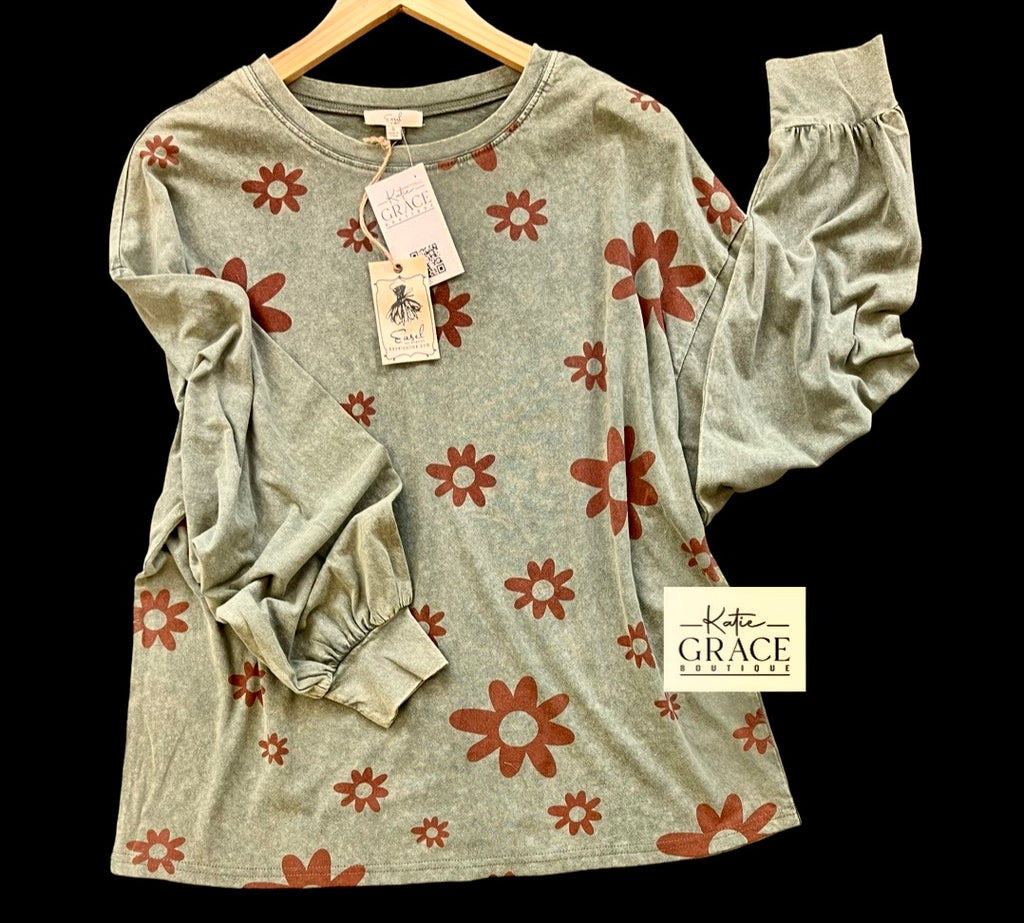 "Bianca" Mineral Washed Top - The Katie Grace Boutique