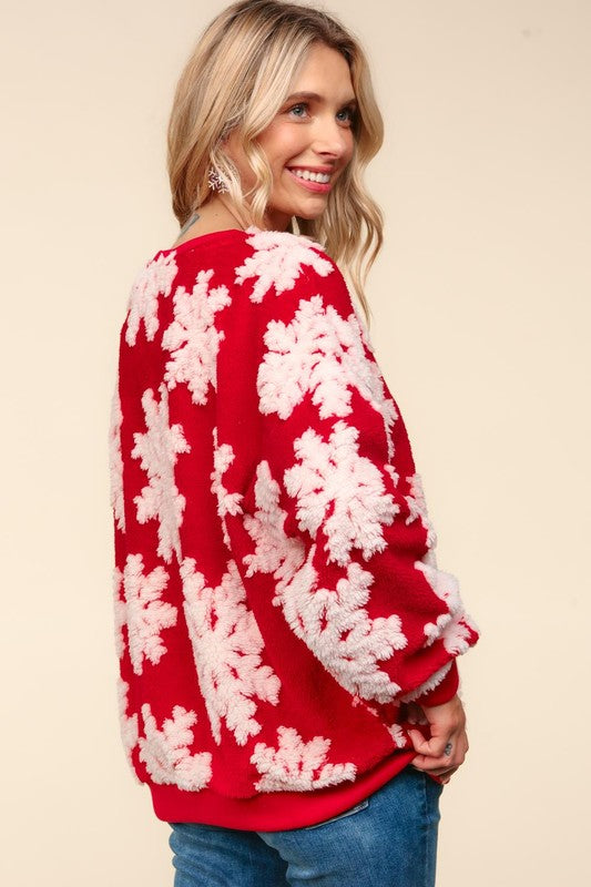 "Hollie" Snowflake Pullover - The Katie Grace Boutique