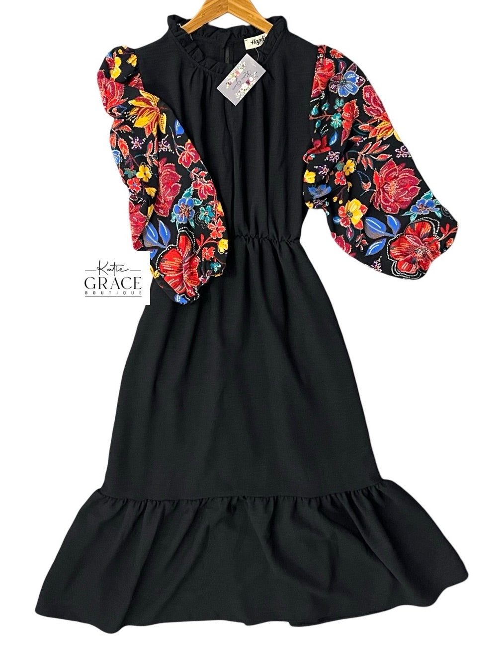 "Heather" Printed Sleeve Dress - The Katie Grace Boutique