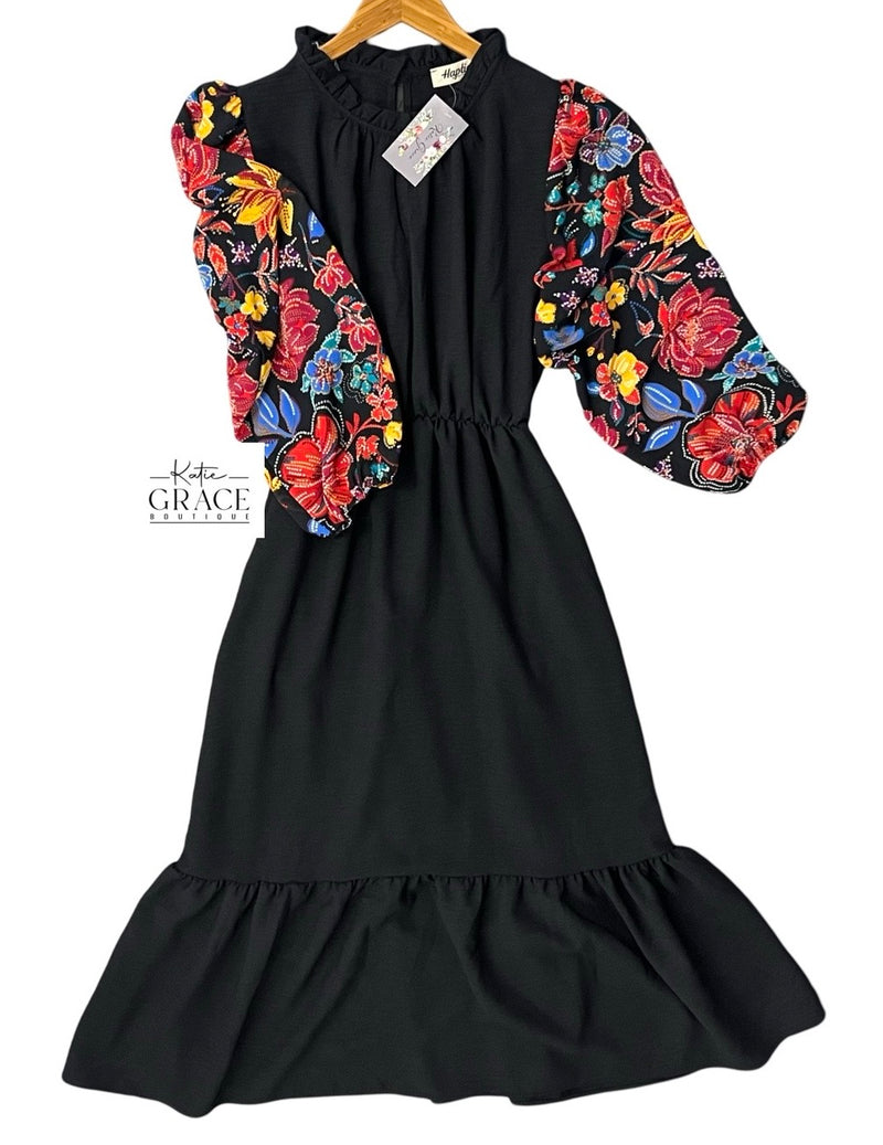 "Heather" Printed Sleeve Dress