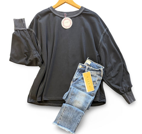 "Macey" Mineral Oversized Top - The Katie Grace Boutique