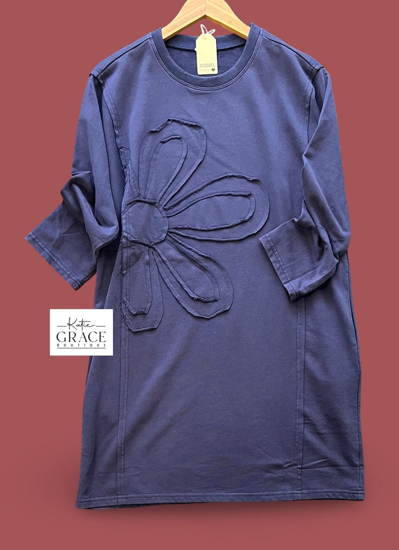 "Indigo" Floral Applique