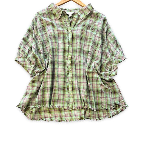 "Presli" Dolman Plaid Top, Plus - The Katie Grace Boutique