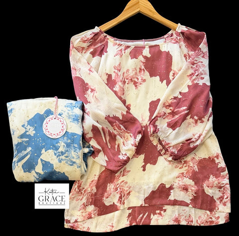 "Leisha" Abstract Blouse, 2 colors